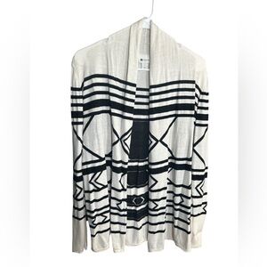 STYLUS Black and Cream Geometric Cardigan
